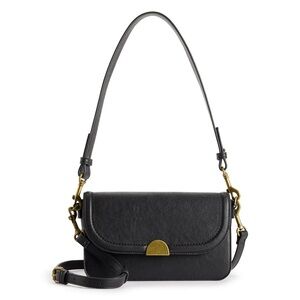 Ellie Black Flap Shoulder Crossbody Bag